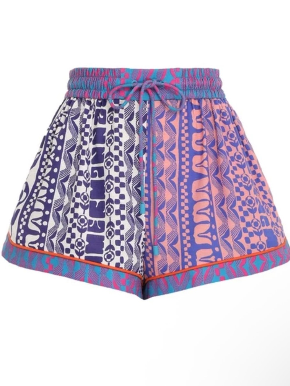 Zimmermann 'Acadian' Blue Geometric-Print Cotton Shorts Size 2/M